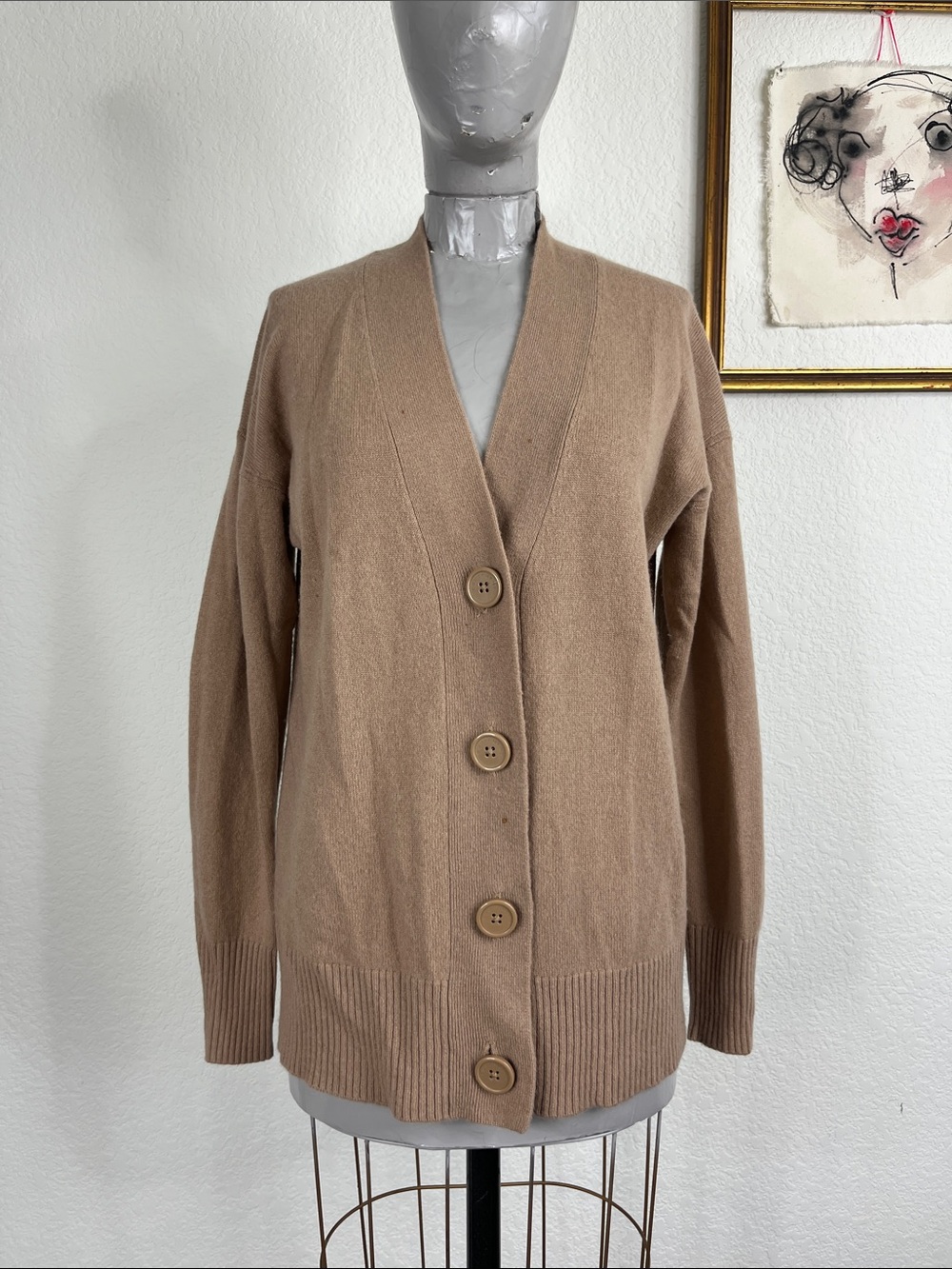 Equipment Femme Elder Cashmere V Long Boyfriend Button Front Cardigan